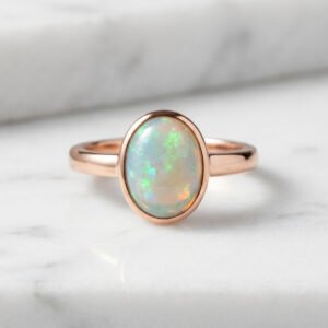 Opal Cabochon Ring in Rose Gold