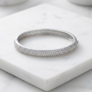 Pavé Diamond-Look Hinged Bangle