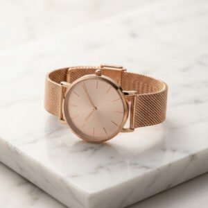 Rose Gold Mesh Band Watch
