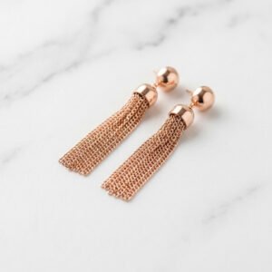 Rose Gold Tassel Drop Earrings