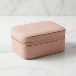 Travel Jewelry Case in Blush Leather